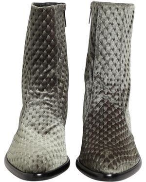 Dolce & Gabbana Cotton Velvet Mid Calf Short Boots Shoes Co+07+Pl - Gray