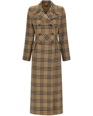Valentino Garavani Houndstooth Wool Coat Virgin Coats, Trench - Natural