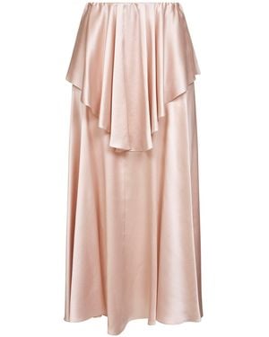Chloé Washed Silk Satin Fluid Layered Midi Skirt - Pink