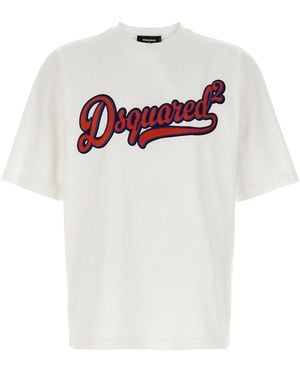 DSquared² Logo-Embossed Sponge Patch T-Shirt - White