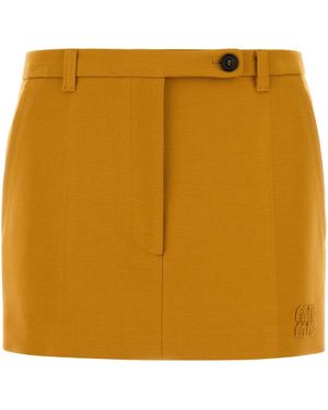 Miu Miu Pastel Stretch Viscose Blend Mini Skirt - Yellow