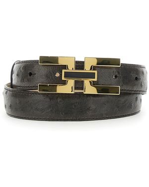 Elisabetta Franchi Belt With Logo Plate Buckle Closure On The Front Leather For - Black