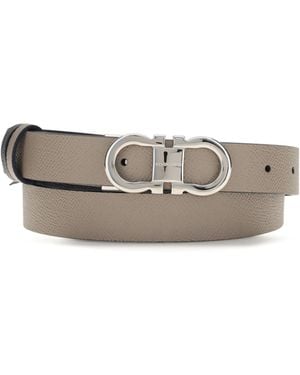 Ferragamo Reversible Gancini Belt Calf Leather Bos Taurus E Braces - White