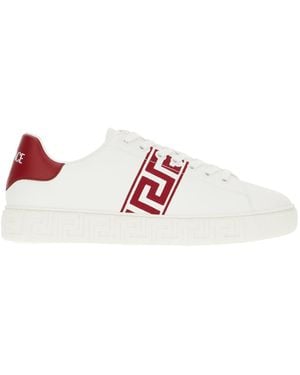 Versace Leather Greca Trainers - White