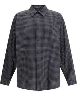 Balenciaga Oversized Checked Shirt - Blue