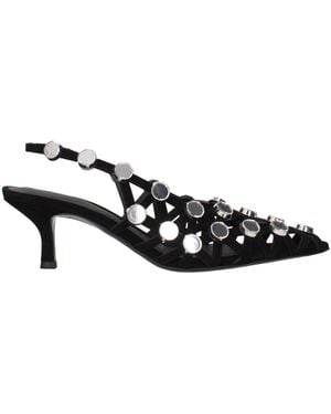 The Attico Leather Stiletto Heel Sandals - Black