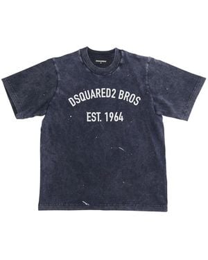 DSquared² Kids T-Shirt Dark Cotton T-Shirts - Blue