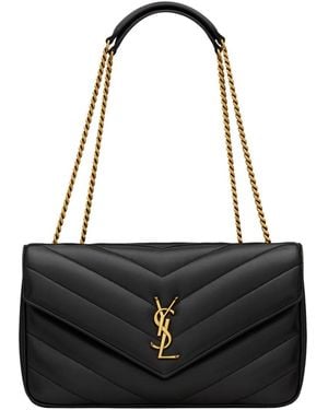 Saint Laurent Loulou Medium Shoulder Bag Lamb Leather - Black