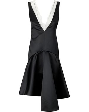 JW Anderson Draped Hem V Neck Dress - Black