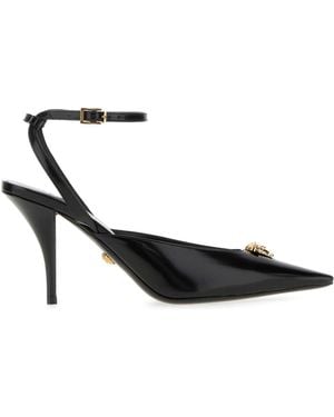Versace Black Leather La Medusa Court Shoes - White