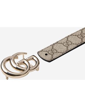 Gucci Reversible Gg Marmont Belt Fabric - Metallic