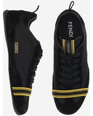 Fendi Sneakers Flow Suede And Fabric Polyamide Sneakers - Black