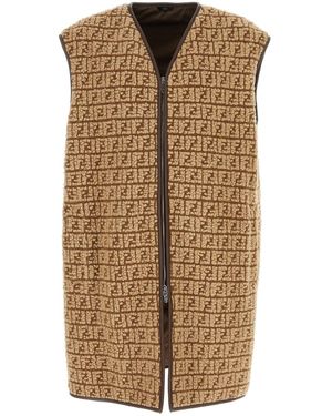 Fendi Luxurious Monogrammed Zip-Up Vest For - Brown