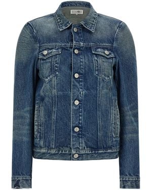 MM6 by Maison Margiela Numeric Signature Mm6 Jacket Cotton Down Jacket, Parka, Casual - Blue