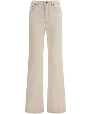 Burberry High-Waisted Bootcut Jeans Cotton - Natural