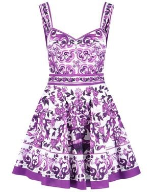 Dolce & Gabbana Maiolica Mini Dress - Purple