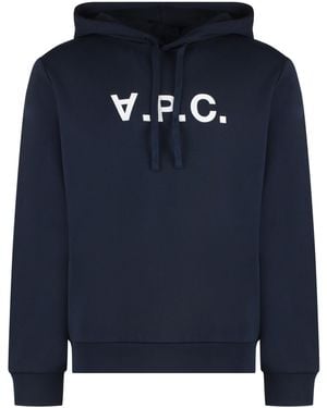 A.P.C. Hoodie Standard Grand Vpc Dark-Ecru/Ecru Cotton Sweaters - Blue
