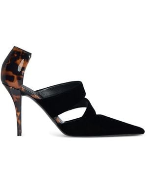Balmain Velvet And Printed Patent Leather Pumps - Black