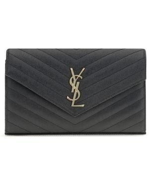 Saint Laurent Logoed Shoulder Bag Calf Leather Bos Taurus - Grey