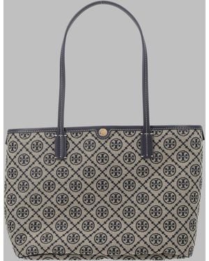 Tory Burch Shoulder Bag T Monogram Cotton Polyester Jacquard - Grey