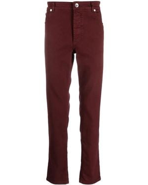 Brunello Cucinelli Burgundy Straight Leg Trousers - Red