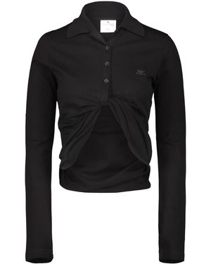 Courreges Polo Twist Pique Crop - Black