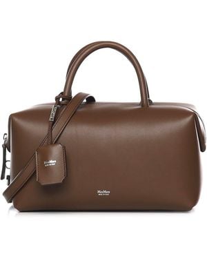 Max Mara Medium Leather Satchel Bag - Brown