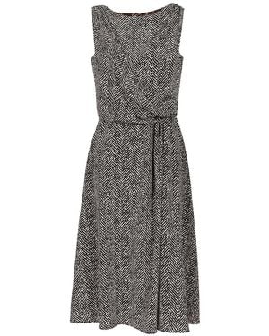 Dolce & Gabbana Heavy Crepe Dress With Chevron Print - Gray
