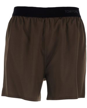 Tom Ford Shorts With Elastic Waist With Logo Lettering - Black