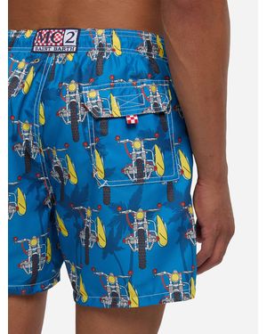 Mc2sb Mid-Length Swimshorts With Surf Motorbike Swimshort - Blue