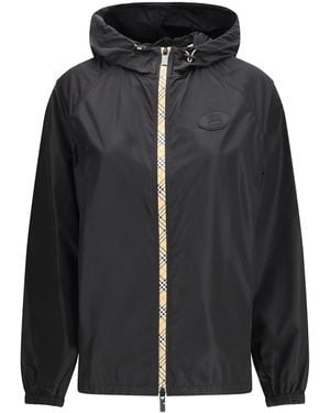 Burberry Check Hooded Nylon Jacket - Black