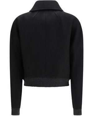 Ami Paris Bomber Jacket Wool Fleece (Ovis Aries) Puffer - Black
