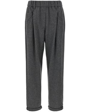 Brunello Cucinelli Wool And Cashmere Blend Pants - Gray