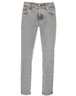 Brunello Cucinelli Black Cotton Slim Fit Jeans - Grey