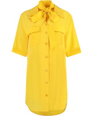 Equipment Belted Shirtdress Silk Dress - Yellow
