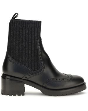 Santoni Ferret Leather Boots - Black