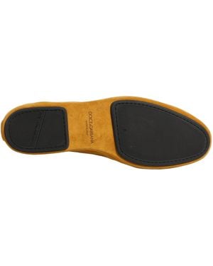 Dolce & Gabbana Velvet Dg Heart Loafers Flats Shoes Leather - Yellow