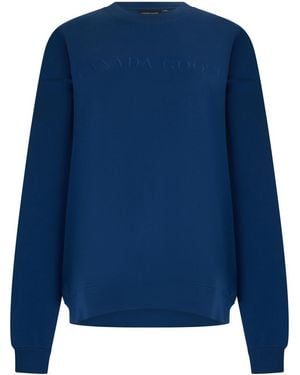 Canada Goose Hoodie With Embroidered Logo Cotton Sweatshirts - Blue
