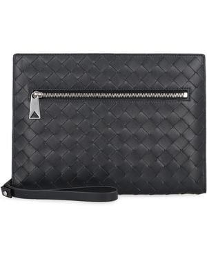 Bottega Veneta Intrecciato Vn Leather Document Case Calfskin Laptop Bags & Briefcases - Grey