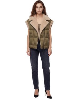 Brunello Cucinelli Pumpkin Seed Quilted Shearling Collar Puffer Jacket Clothing - Natural