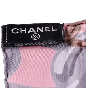 CHANEL Jewelry And Chain Print Silk Scarf - Purple