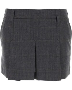 Miu Miu Glencheck Mini Skirt in Gray | Lyst