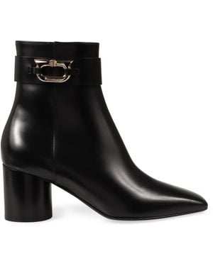 Ferragamo Leather Ankle Boots Lamb - Black