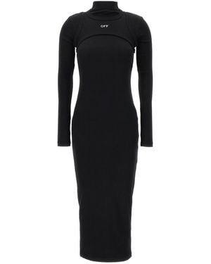 Off-White c/o Virgil Abloh Long Sleeve Off Stamp Stretch Cotton Dress - Black