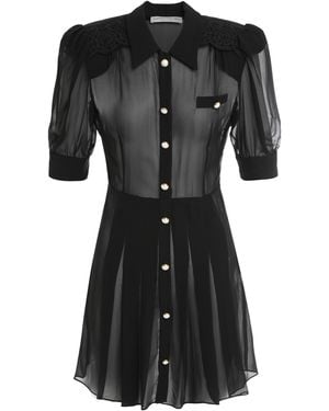 Alessandra Rich Mini Chemise Dress Silk - Black