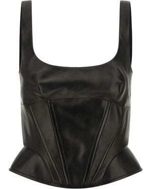 Ermanno Scervino Lamb Leather Tank Tops - Black
