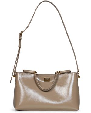 Dolce & Gabbana Taupe Vittoria Medium Handbag With Shoulder Strap - Metallic