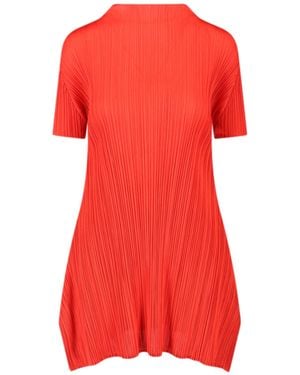 Pleats Please Issey Miyake Pleated Midi Dresses - Red