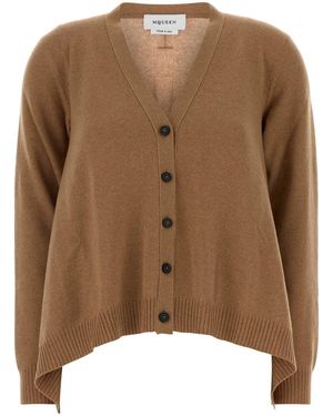 McQueen Biscuit Cashmere Blend Oversize Cardigan - Brown