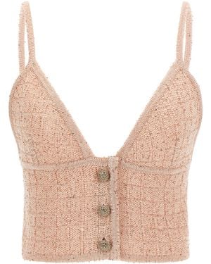 Alessandra Rich Polyester Tank Tops - Natural
